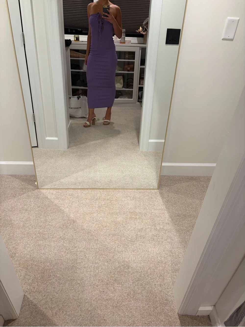 Lioness Strapless Lace-Up Maxi Dress in Purple